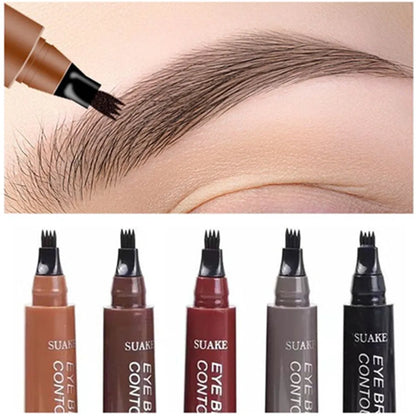 Microblading Eyebrow Pen 4 Forks Tip Eyebrow Tattoo Pencil Long Lasting Fine Sketch Liquid Eye Brow Make Up