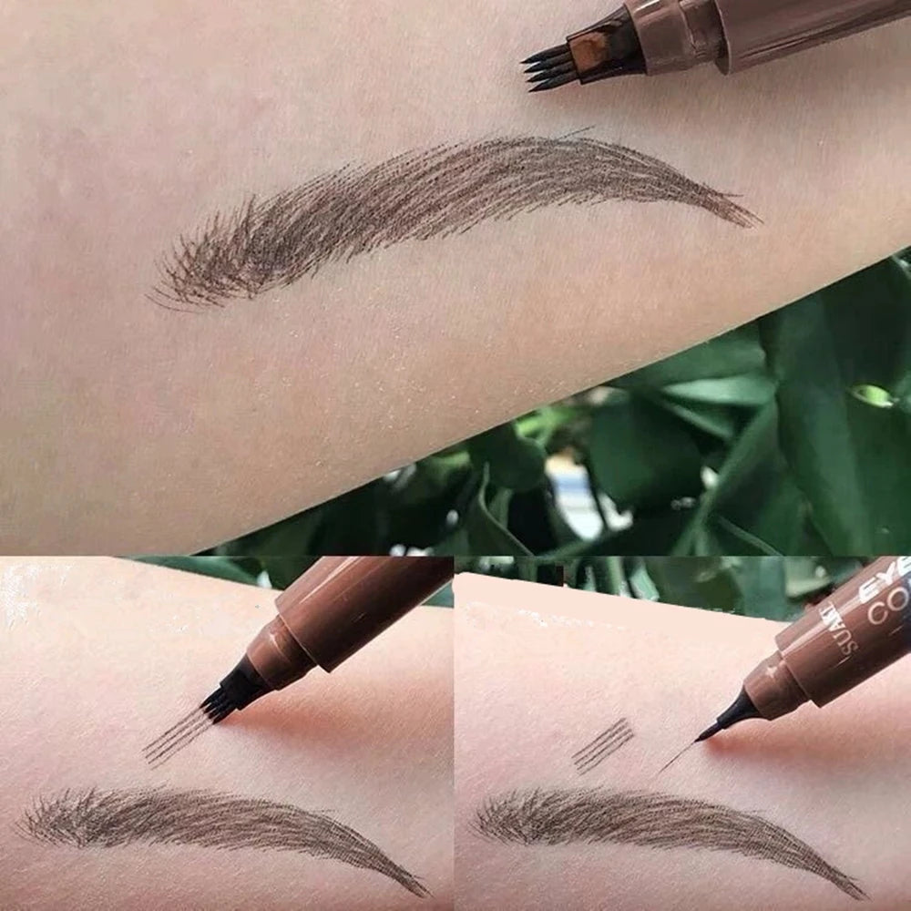 Microblading Eyebrow Pen 4 Forks Tip Eyebrow Tattoo Pencil Long Lasting Fine Sketch Liquid Eye Brow Make Up