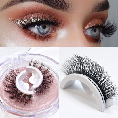 Self Adhesive Eyelashes Glue-Free Reusable Thick Natural Lashes Makeup Fake Eyelashes!