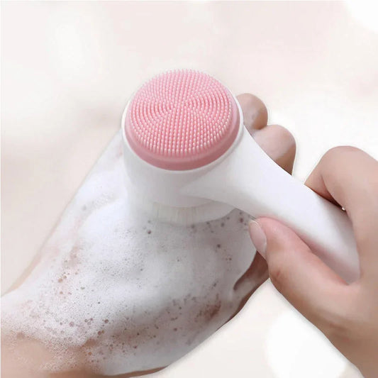 double silicone facial cleansing brush massage facial brush soft bristles exfoliator double sided face wash brush