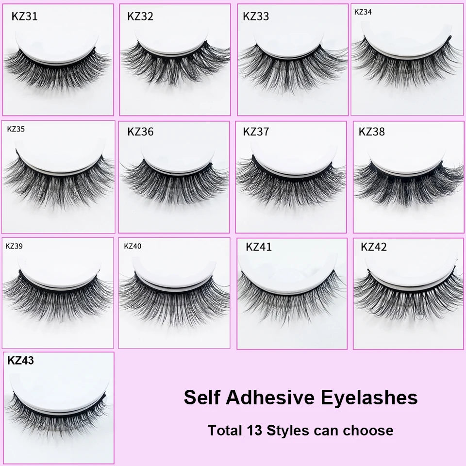 Self Adhesive Eyelashes Glue-Free Reusable Thick Natural Lashes Makeup Fake Eyelashes!