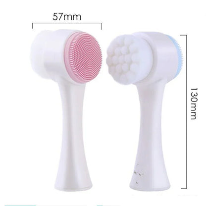 double silicone facial cleansing brush massage facial brush soft bristles exfoliator double sided face wash brush